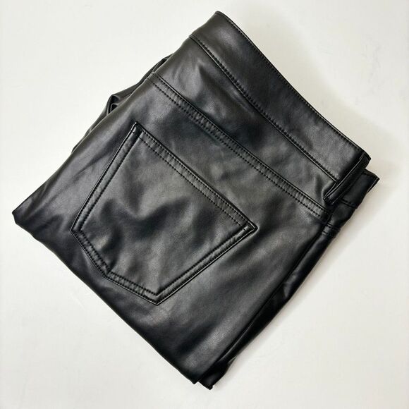 7 For All Mankind Pants - 7 For All Mankind Pants Womens L Black Vegan Leather Skinny High-Rise Goth Biker